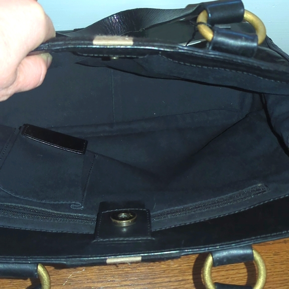 Bally Vintage Black Leather Tote Bag Classic Gold Hardware Clean Inside - Picture 6 of 9